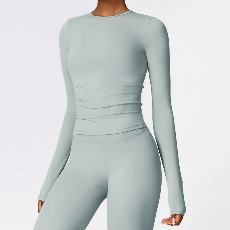 Women's Long Sleeve Athletic Shirt - Quick-Dry Workout Top for Yoga, Gym & Running