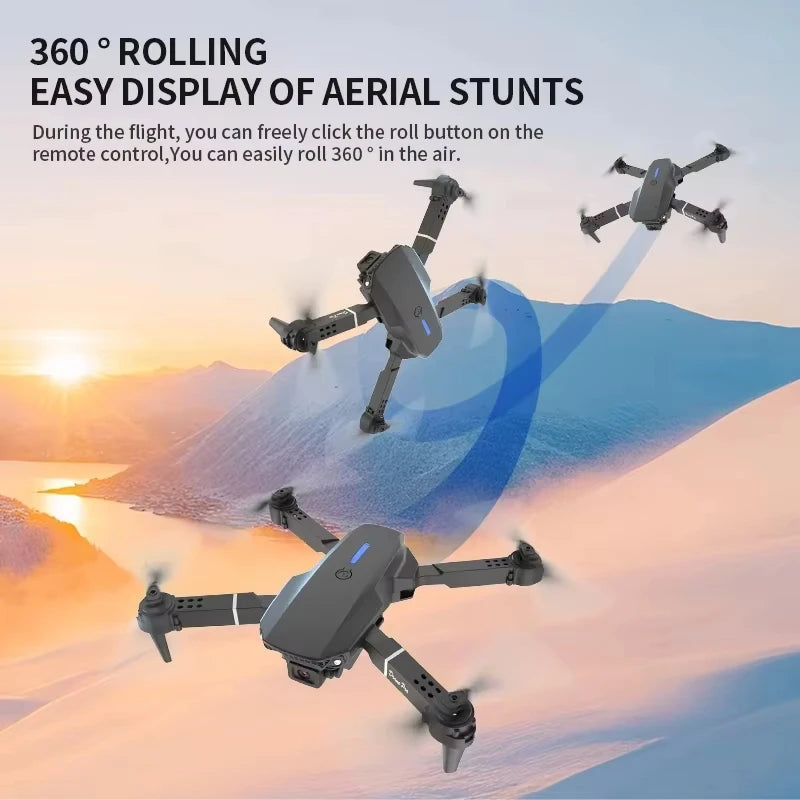 E88 Pro Foldable GPS Drone with 4K Dual Camera - 23 Min Flight, Optical Flow (360g)