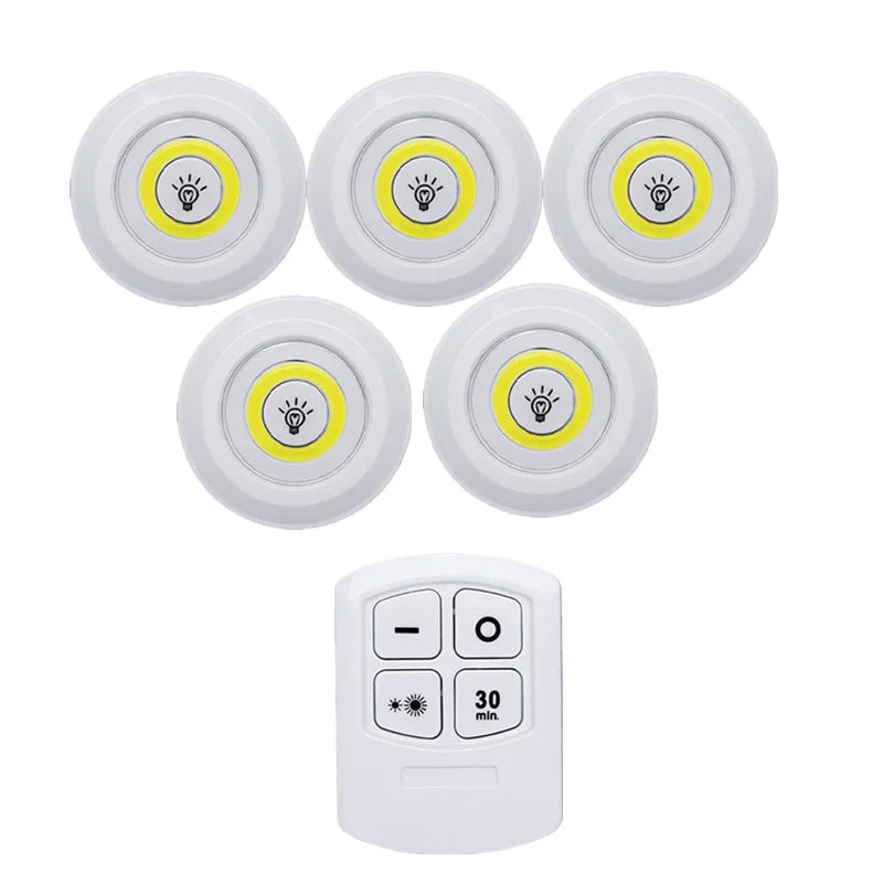 Smart Wireless LED Under Cabinet Lights - Dimmable Remote Control Kitchen & Wardrobe Lighting