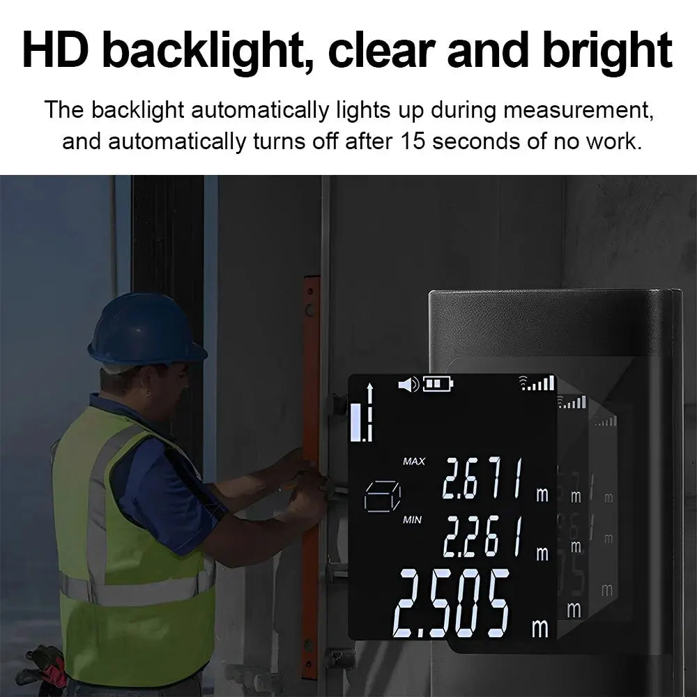 Laser Distance Meter 40M/60M - USB Rechargeable Digital Rangefinder for Construction & Home