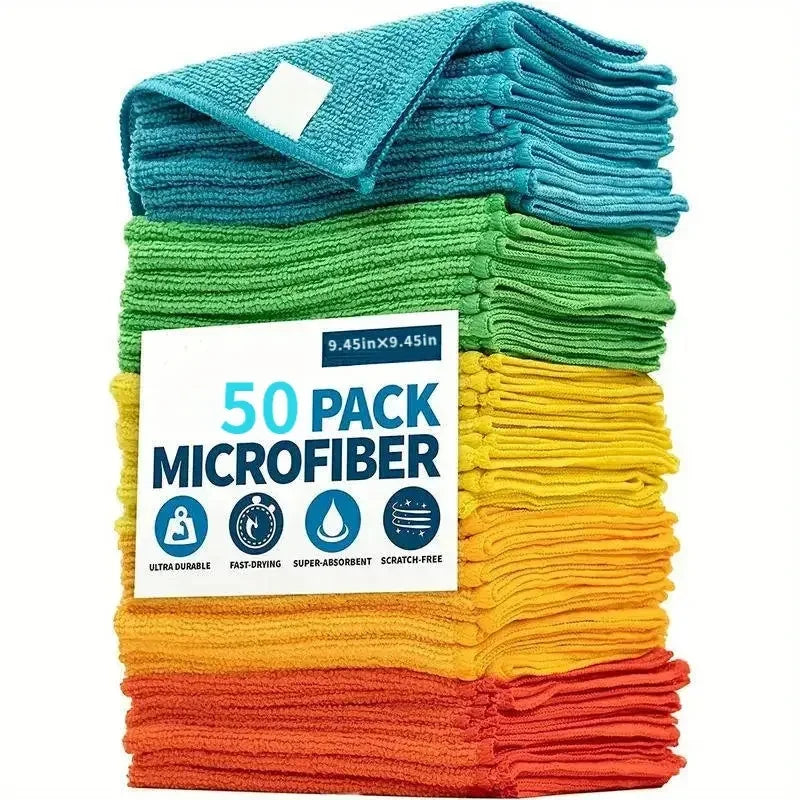 Microfiber Cleaning Cloths Set - 20/50 Pcs Absorbent Multi-Purpose Towels