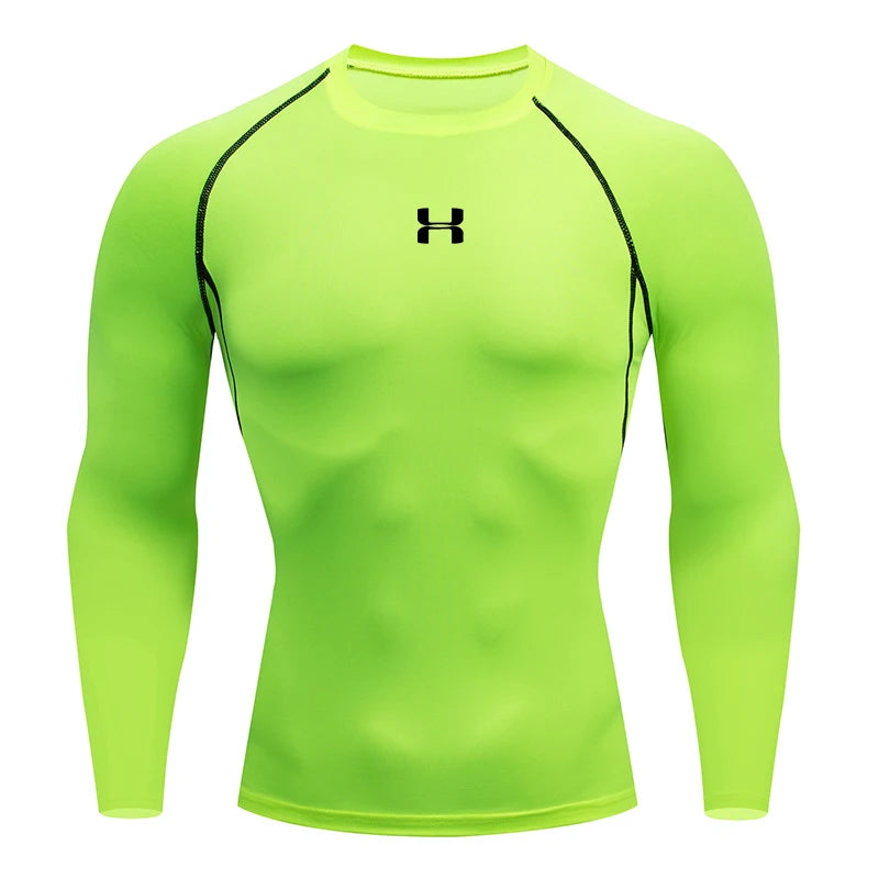 Men's Compression Long Sleeve Athletic Shirt - Running & Gym Performance Top