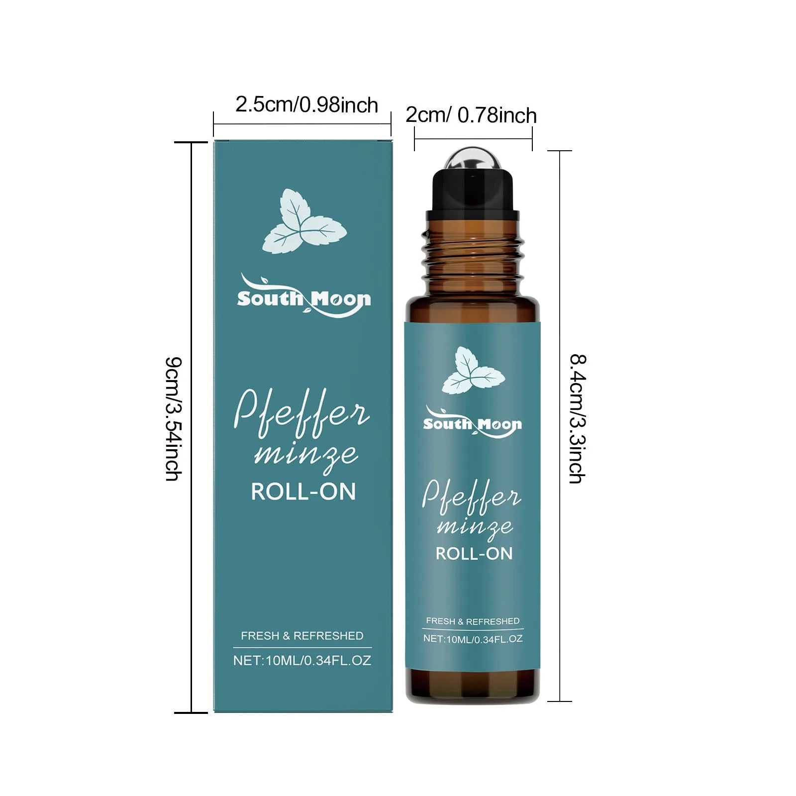 Peppermint Essential Oil Roller - Portable Refreshing Aromatherapy for Relaxation & Massage