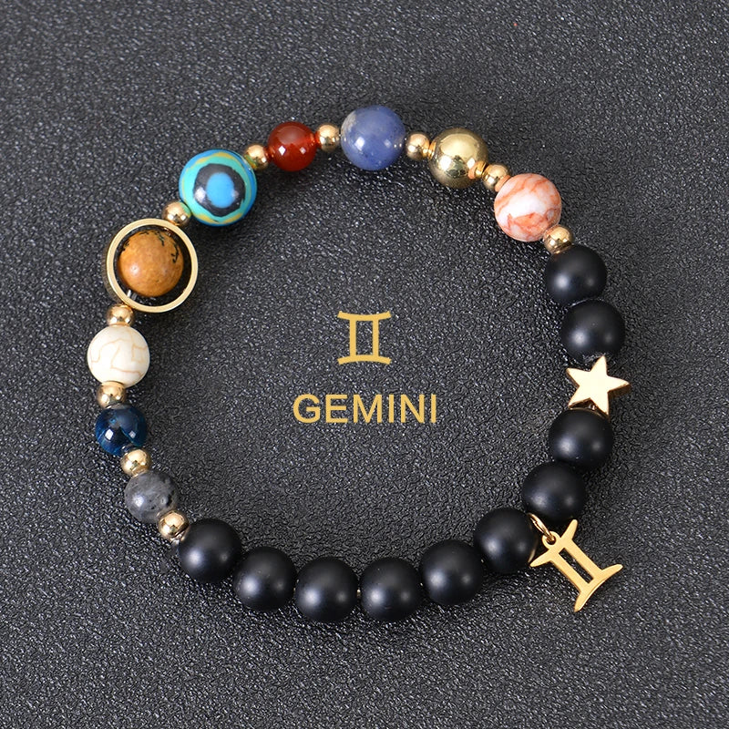 Zodiac Crystal Stone Bracelet for Women - 12 Constellation Charm Birthday Gift