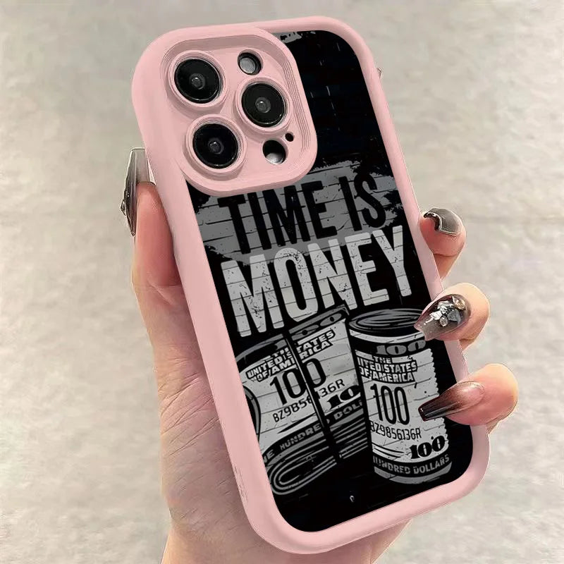 "Time is Money" iPhone Case – Soft TPU Cover for iPhone 17, 16, 15, 14, 13, 12, 11 & More