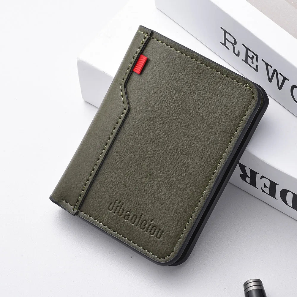 Men's Slim Leather Credit Card Wallet - Ultra-Thin Minimalist Card Holder