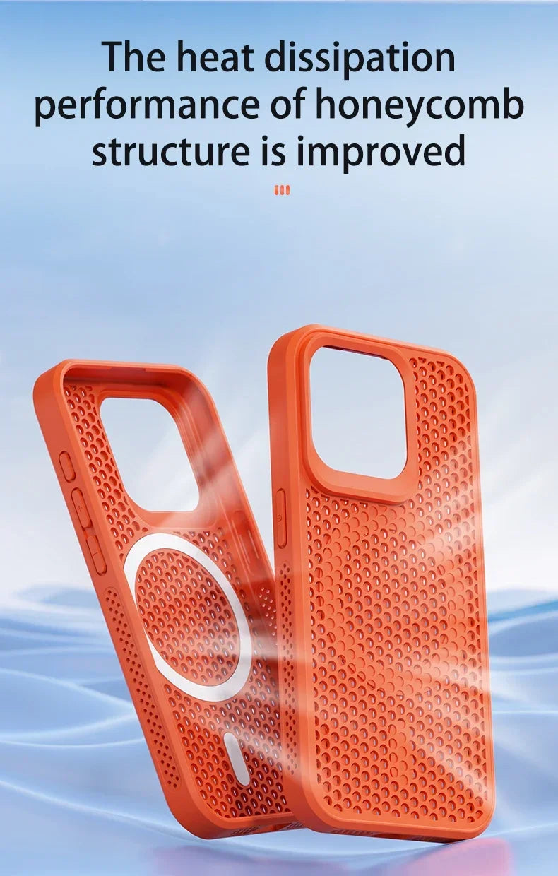 Cooling iPhone Case – Heat Dissipation Breathable Hard Cover with MagSafe for iPhone 17, 16, 15, 14, 13, 12, 11