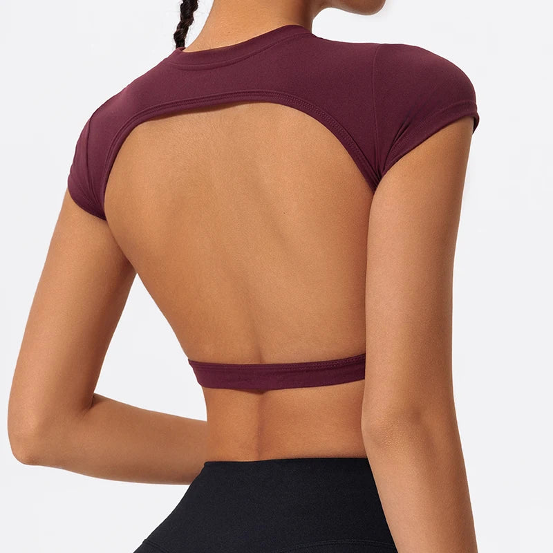 Women's Athletic Crop Top - Quick-Dry Backless Workout Top for Yoga, Gym & Fitness