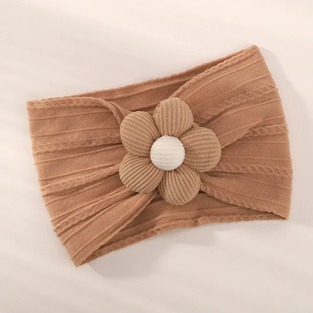 Baby Nylon Headscarf – Handmade Flower Elastic Headband for Newborns Ages 0–1
