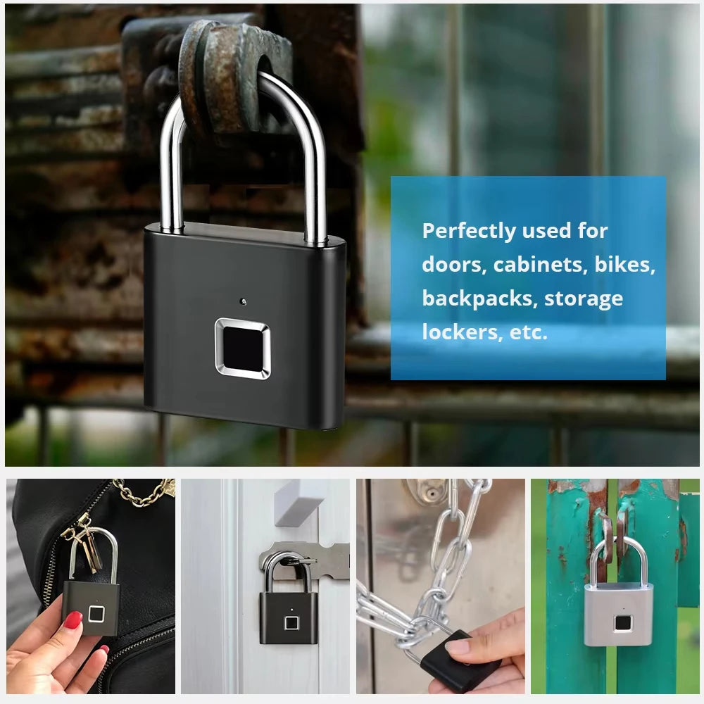 Smart Fingerprint Padlock - USB Rechargeable Keyless Lock