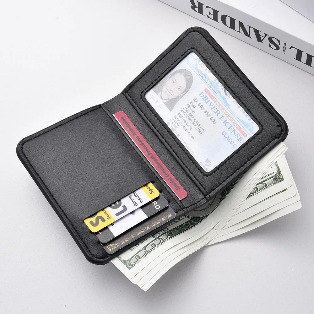Men's Slim Leather Credit Card Wallet - Ultra-Thin Minimalist Card Holder
