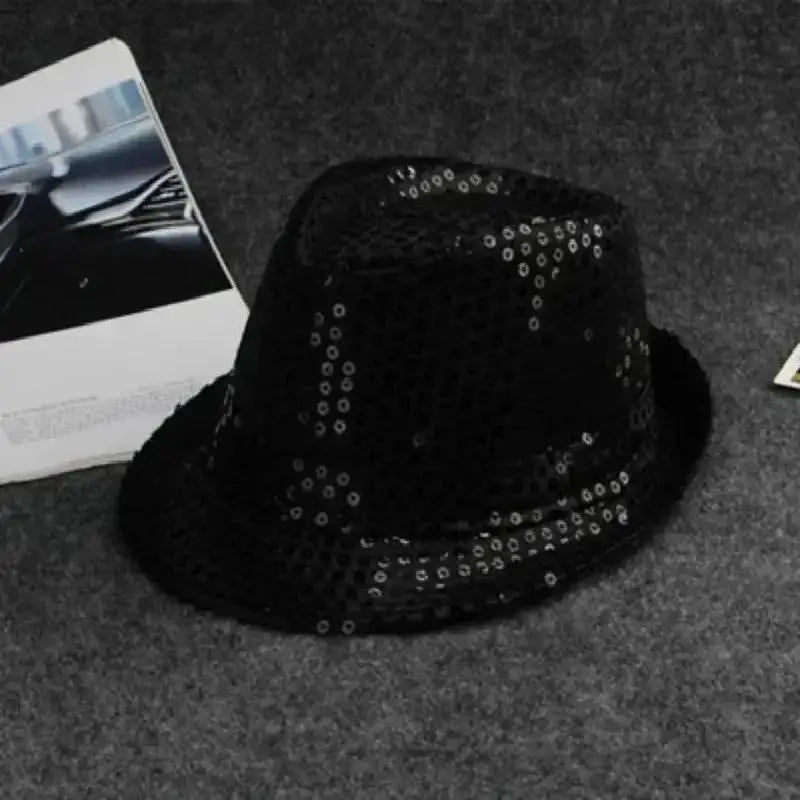 Kids Reflective Top Hat - Glitter Hip-Hop Jazz Dance Performance Hat for Stage & Parties