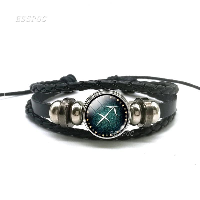 Zodiac Constellation Charm Bracelet - Multilayer Leather Bracelet for Men & Women