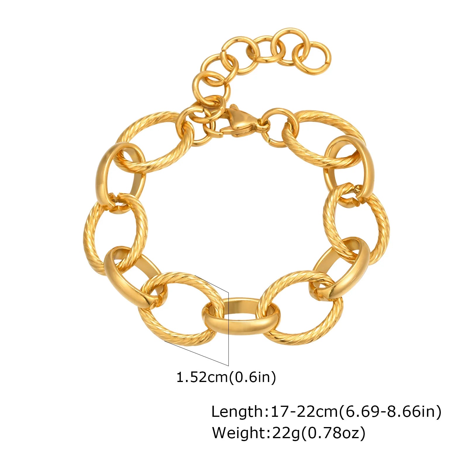 Chunky Stainless Steel Link Chain Bracelet – Gold Plated Layering Jewelry