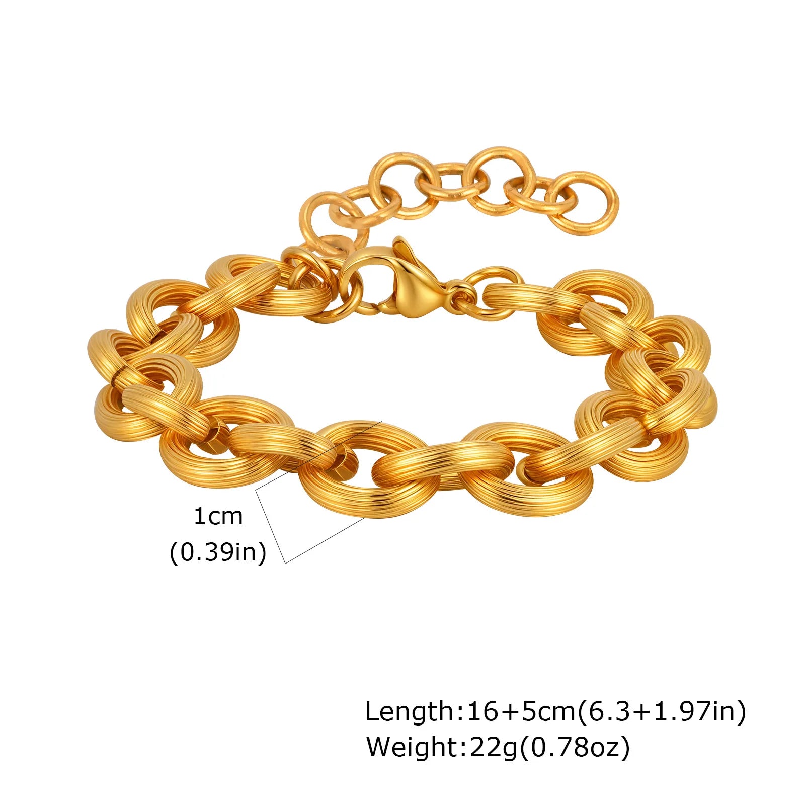 Chunky Stainless Steel Link Chain Bracelet – Gold Plated Layering Jewelry