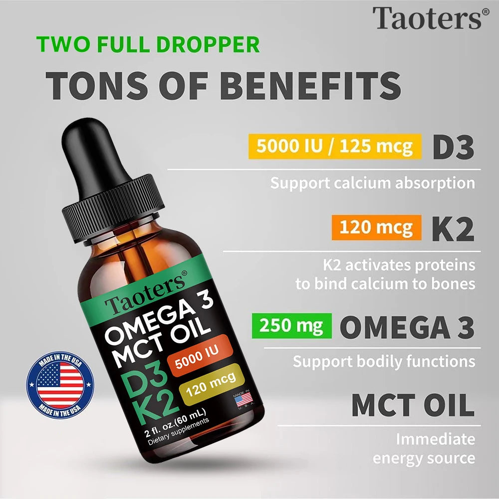 ☀️ SUNSHINE IN A BOTTLE! Vitamin D3+K2 Liquid Drops - Maximum Absorption Formula 💧