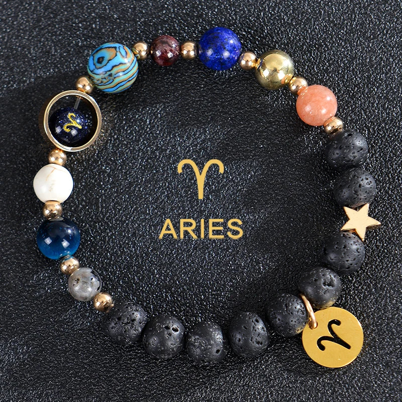 Zodiac Crystal Stone Bracelet for Women - 12 Constellation Charm Birthday Gift