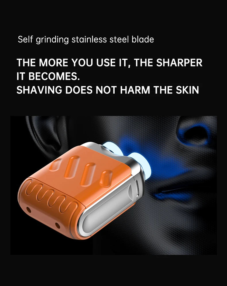 Portable Dual-Head Electric Shaver - Waterproof USB-C Rechargeable Rotary Razor for Men