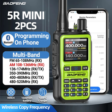 Baofeng UV-5R Mini Walkie Talkie - Bluetooth, Type-C Charging & Dual PTT