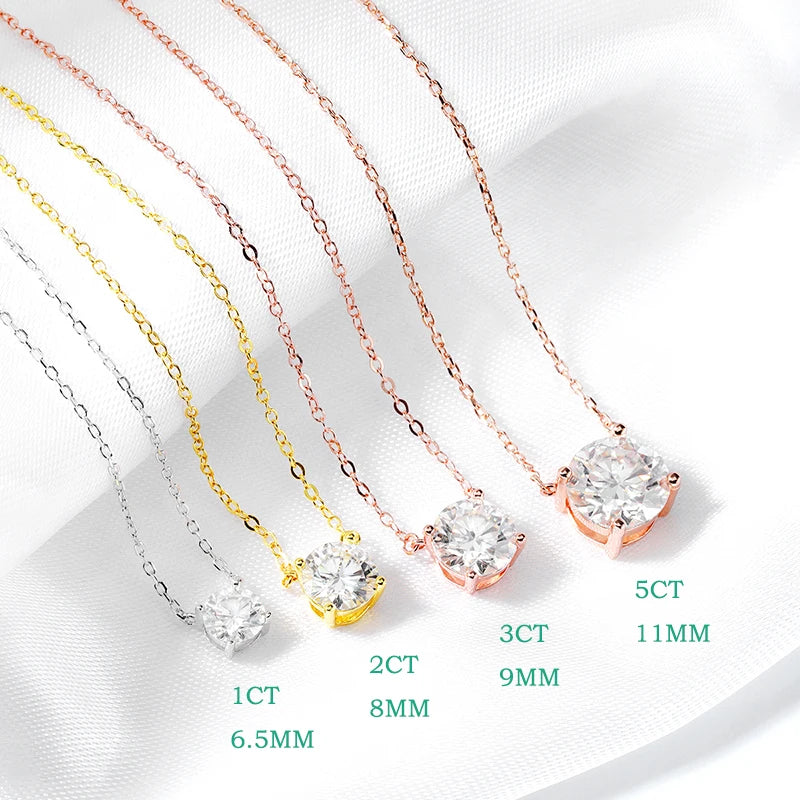 Rose Gold Moissanite Necklace – Sparkling Pendant for Women