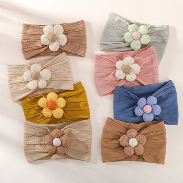Baby Nylon Headscarf – Handmade Flower Elastic Headband for Newborns Ages 0–1