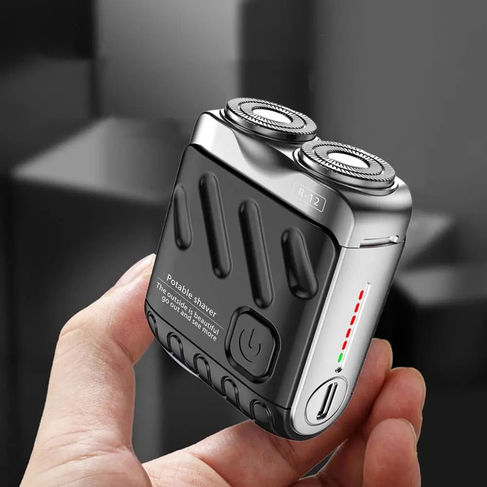 Portable Dual-Head Electric Shaver - Waterproof USB-C Rechargeable Rotary Razor for Men