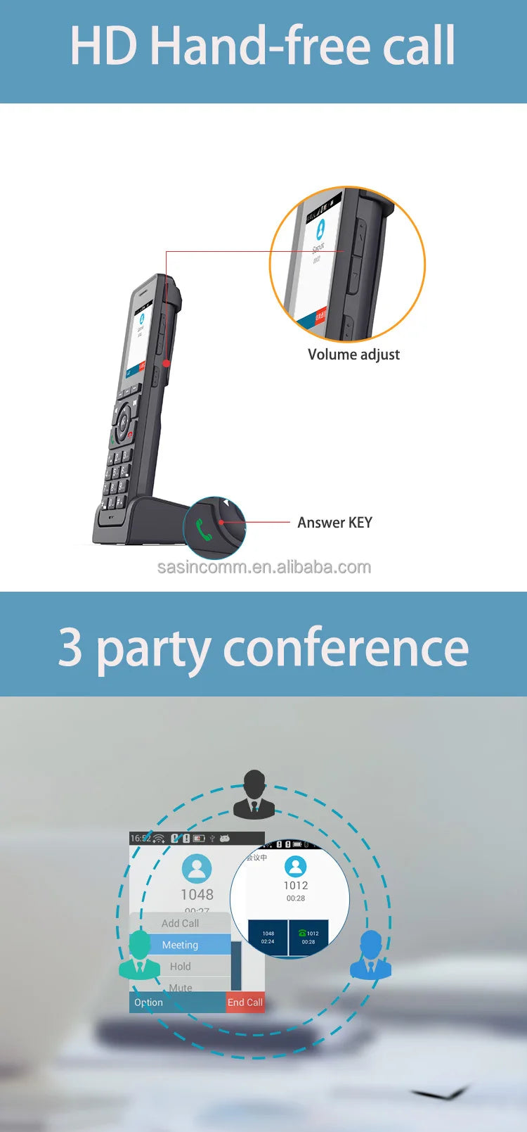 4G LTE WiFi VoIP Desktop Phone - Cordless SIP Phone with 2.4" Screen & 3-Way Conference