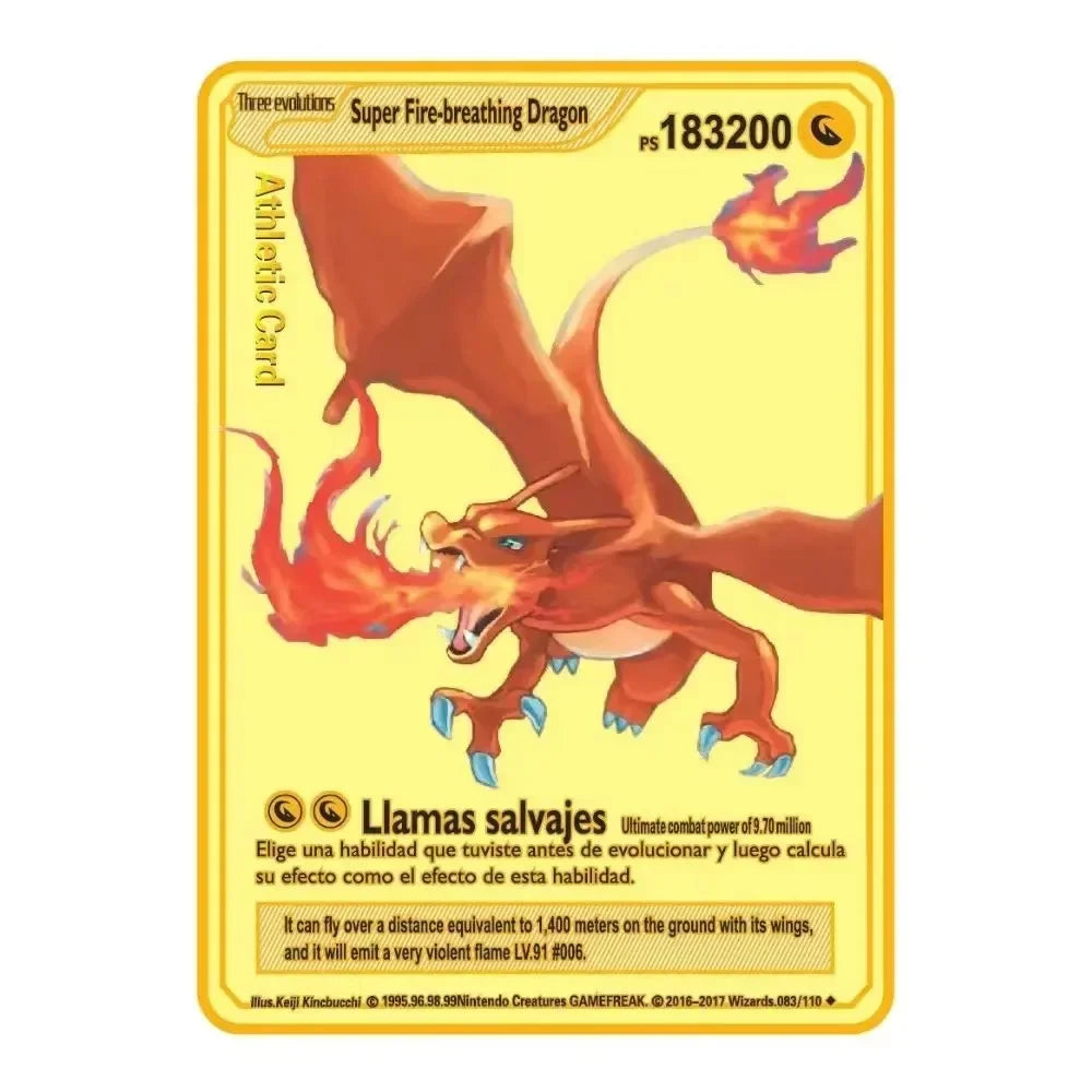 Pokemon Gold Metal Cards – 22 Styles Mewtwo, Pikachu GX & Charizard VMAX Set