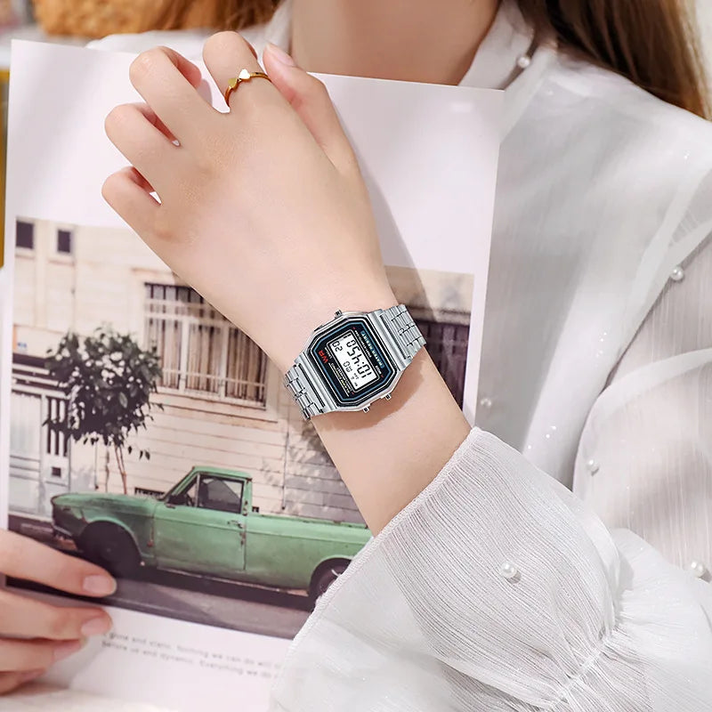 Luxury Rose Gold Women's Watch – Retro Digital Display Electronic Timepiece