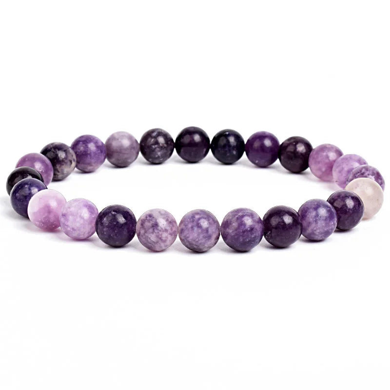 Natural Stone Beads Bracelet – Amethyst, Quartz, Jade & Agate Healing Bangle