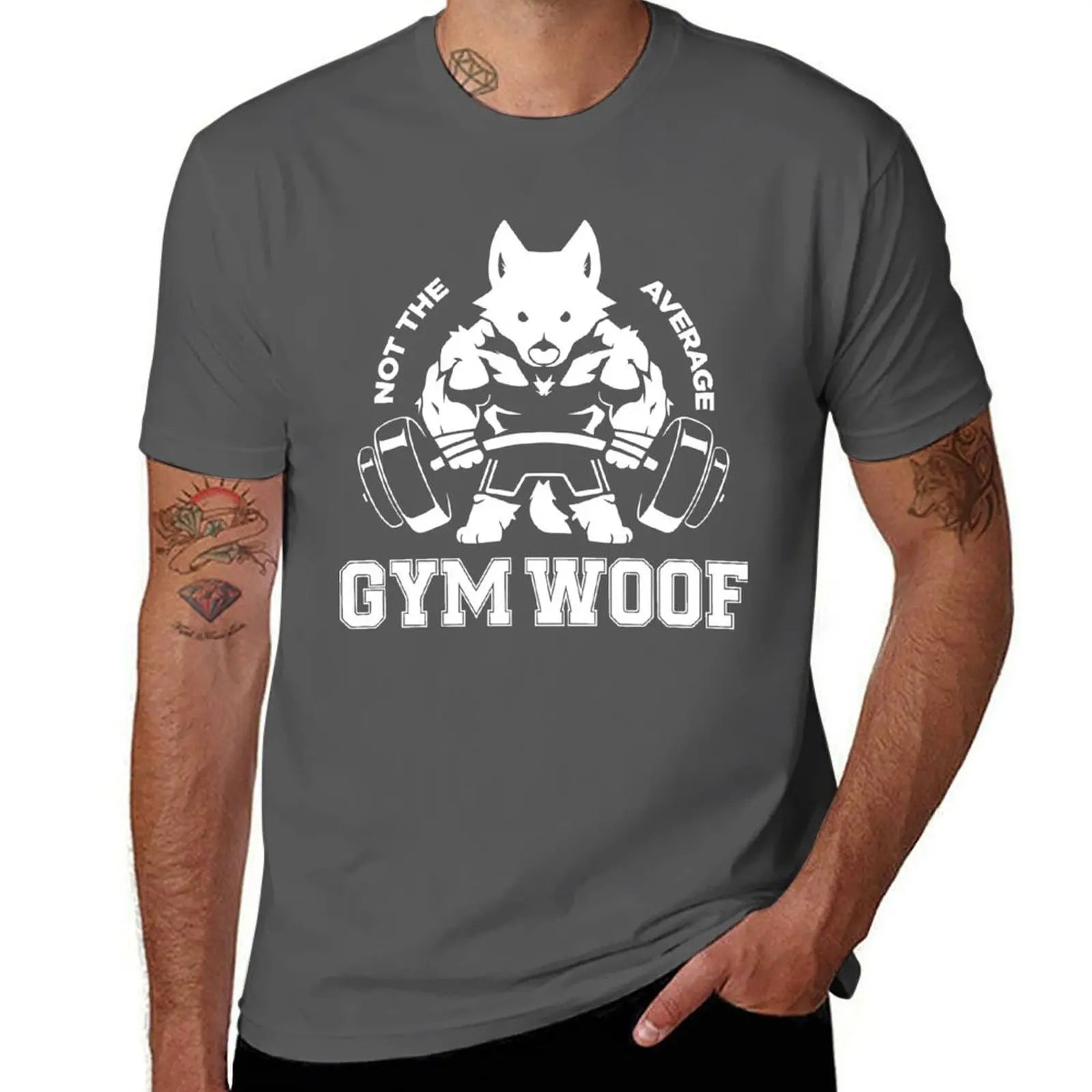 Men's "Gym Woof" Graphic Workout T-Shirt - Cotton Casual Tee