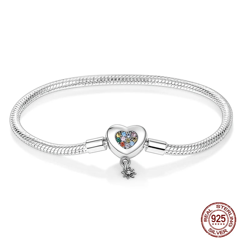 Silver Star Moon Clover Bracelet – DIY Charm Birthday Jewelry