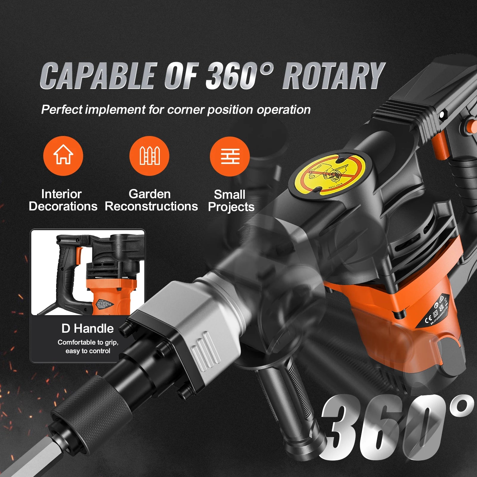 SucceBuy 1400W Electric Demolition Jackhammer – Heavy Duty Concrete Breaker