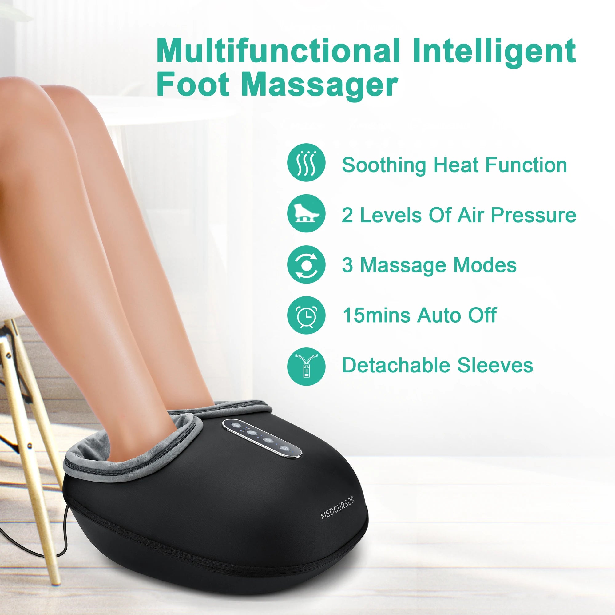 Shiatsu Foot Massager with Heat - Electric Deep Kneading Massage Machine for Pain Relief