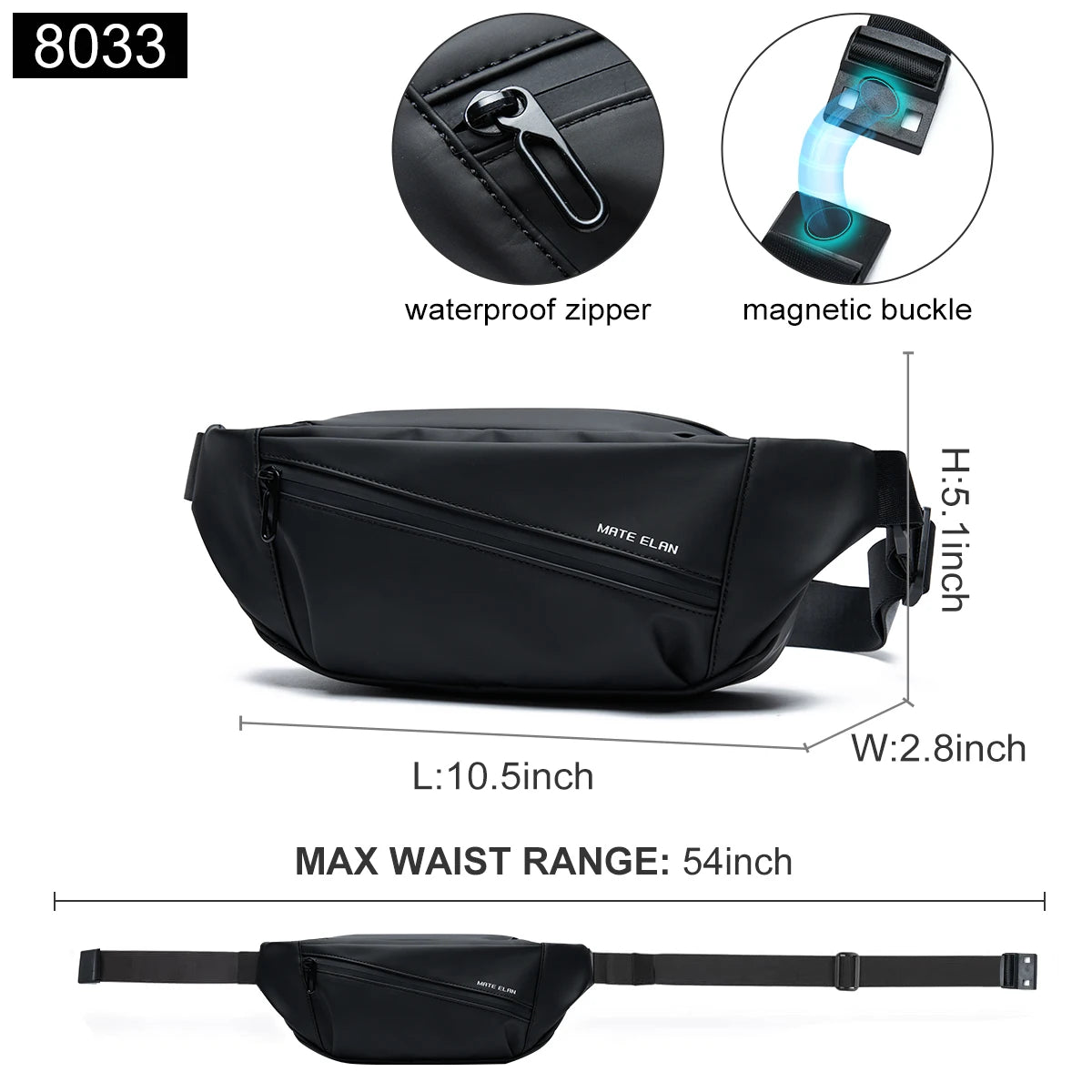 Solid Waterproof Men's Crossbody Bag – Travel & Sports Fanny Pack