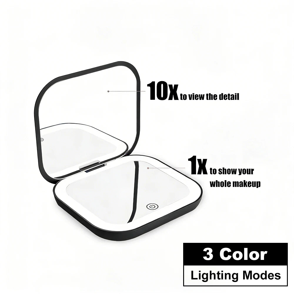 Portable LED Makeup Mirror – Foldable, Dual-Sided Travel Mirror