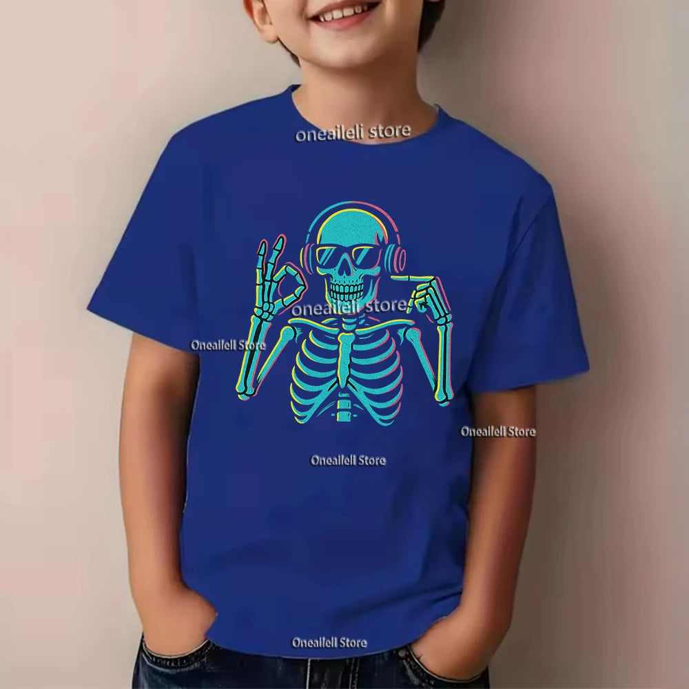 Camiseta infantil de algodão para o verão, com estampa divertida.