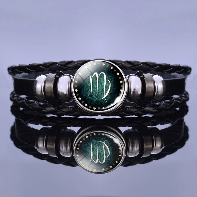 Zodiac Constellation Charm Bracelet - Multilayer Leather Bracelet for Men & Women