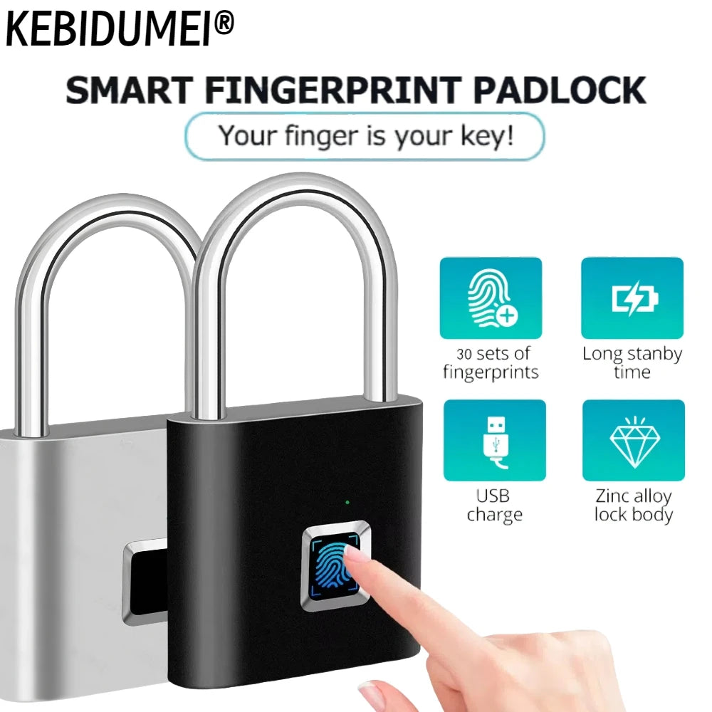 Smart Fingerprint Padlock - USB Rechargeable Keyless Lock