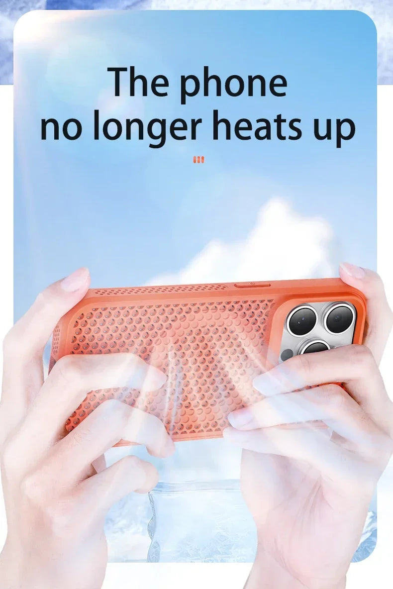 Cooling iPhone Case – Heat Dissipation Breathable Hard Cover with MagSafe for iPhone 17, 16, 15, 14, 13, 12, 11