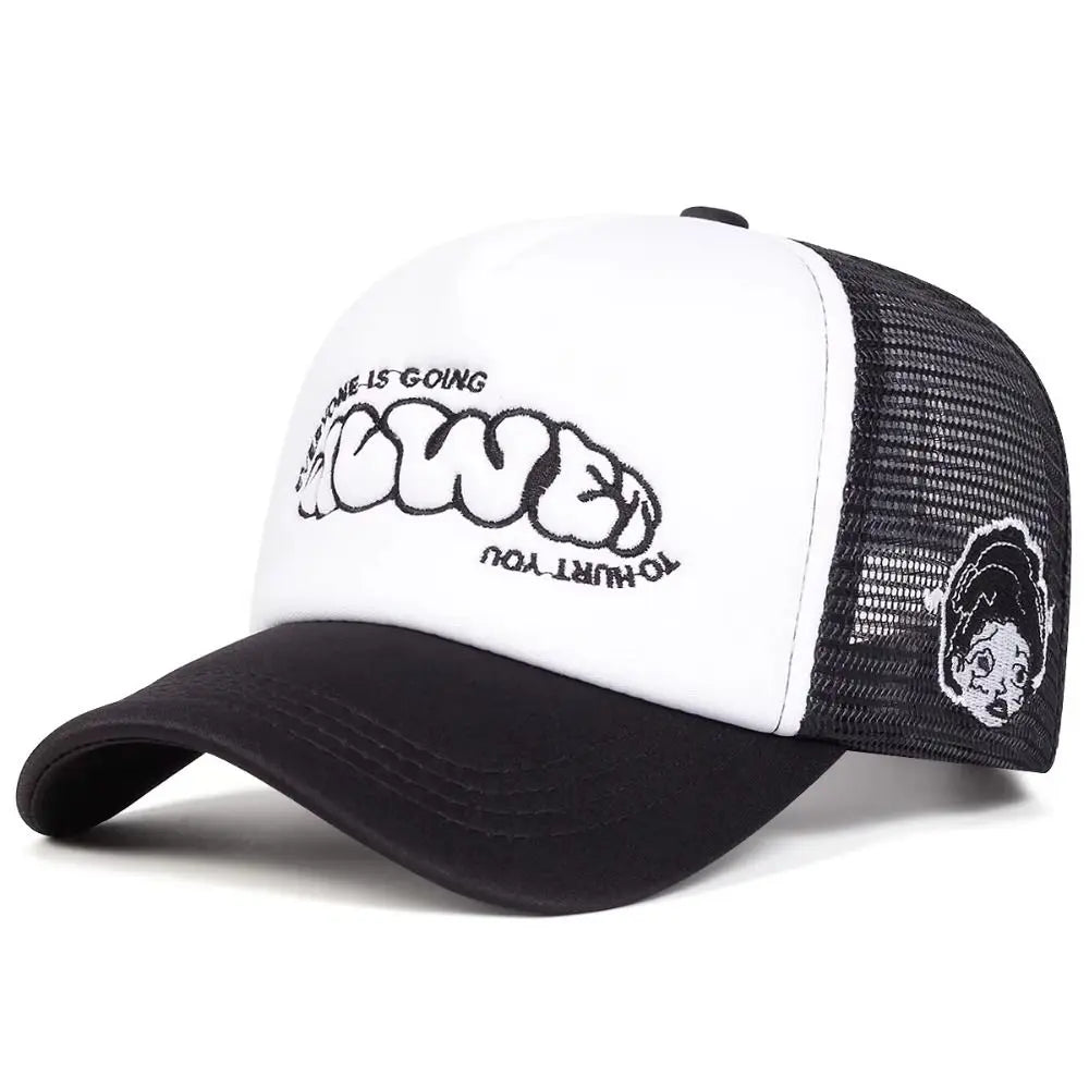 Breathable Trucker Cap - Adjustable Snapback Baseball Hat with Sun Protection for Hip-Hop Style