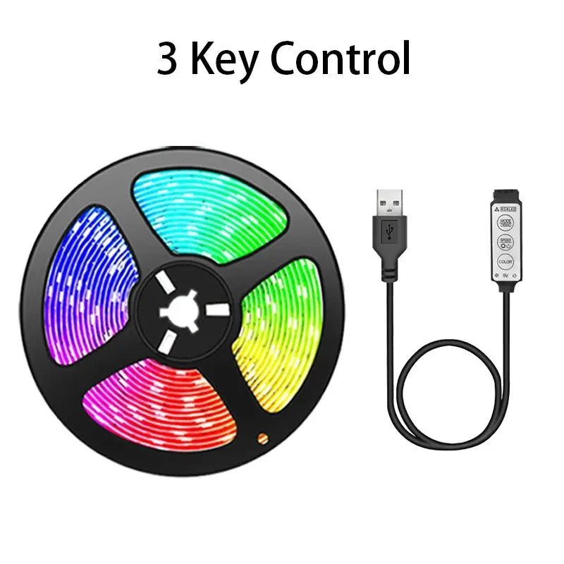 USB LED Strip Lights for TV - 5V Backlight Tape with 3-Key Remote Control