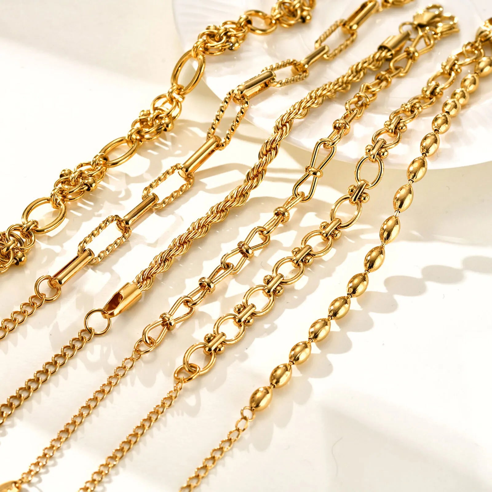 Chunky Stainless Steel Link Chain Bracelet – Gold Plated Layering Jewelry