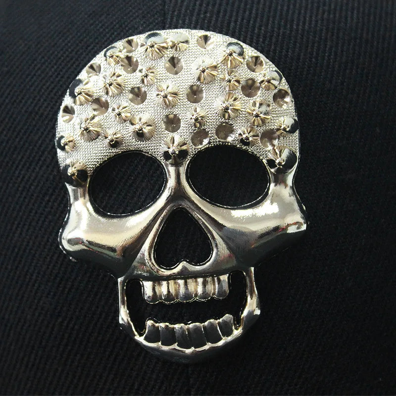 Skull Rivet Flat Brim Cap - Hip-Hop Snapback Baseball Hat for Street Dance & Urban Style