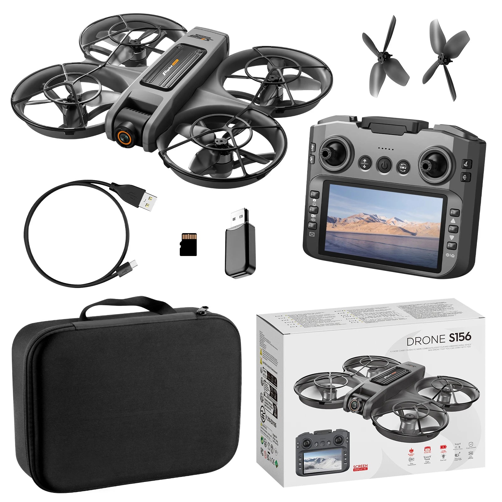 S156 Drone with 4K Camera & Optical Flow - 180° Adjustable Lens, Brushless Motors (180g)
