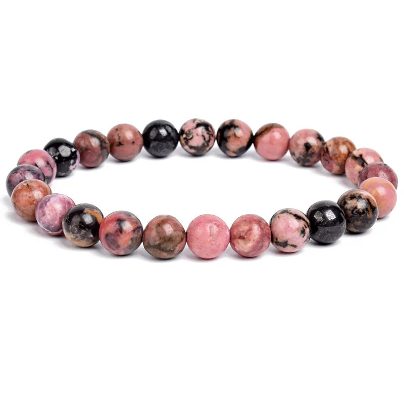 Natural Stone Beads Bracelet – Amethyst, Quartz, Jade & Agate Healing Bangle