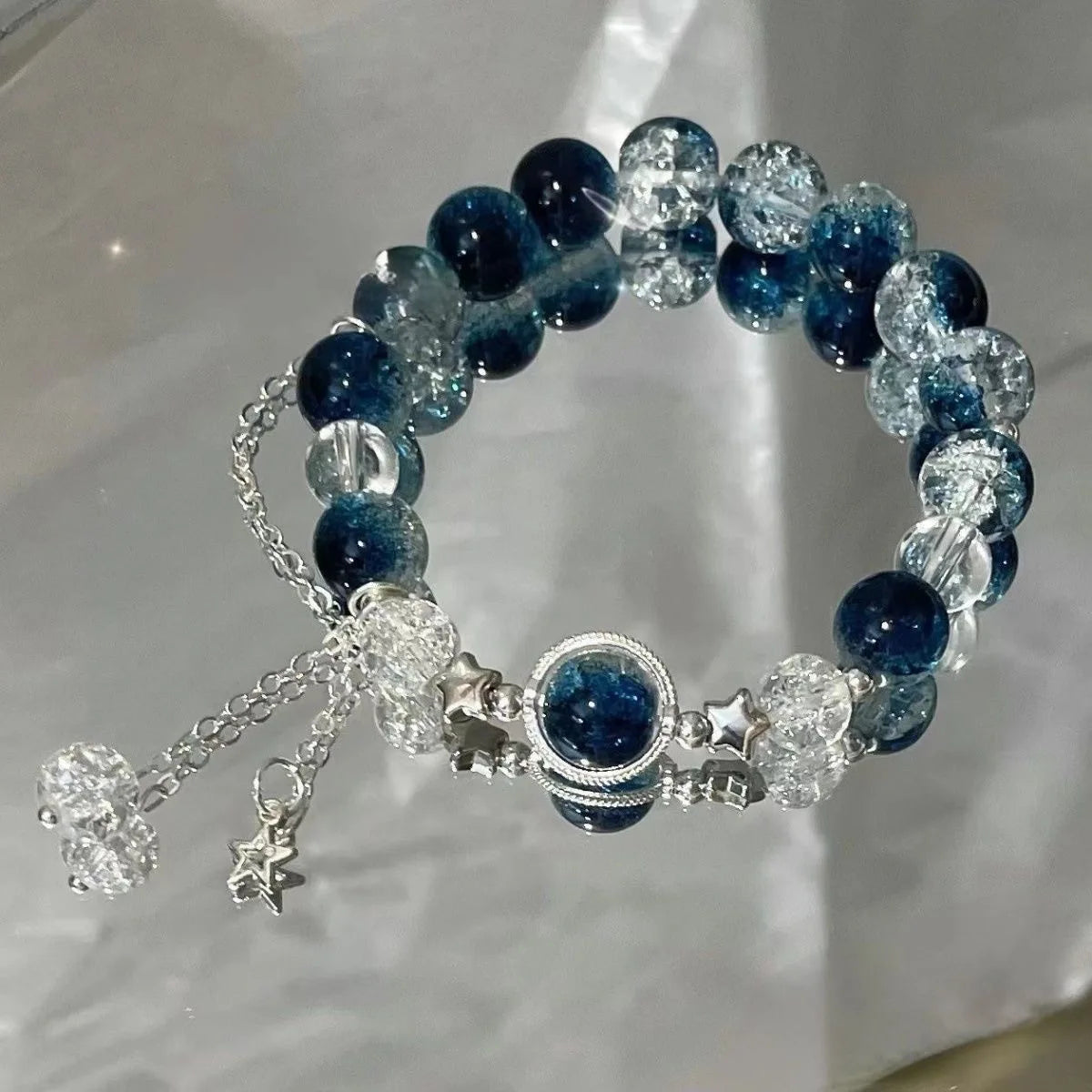 Butterfly Beaded Chain Bracelet for Women - Purple