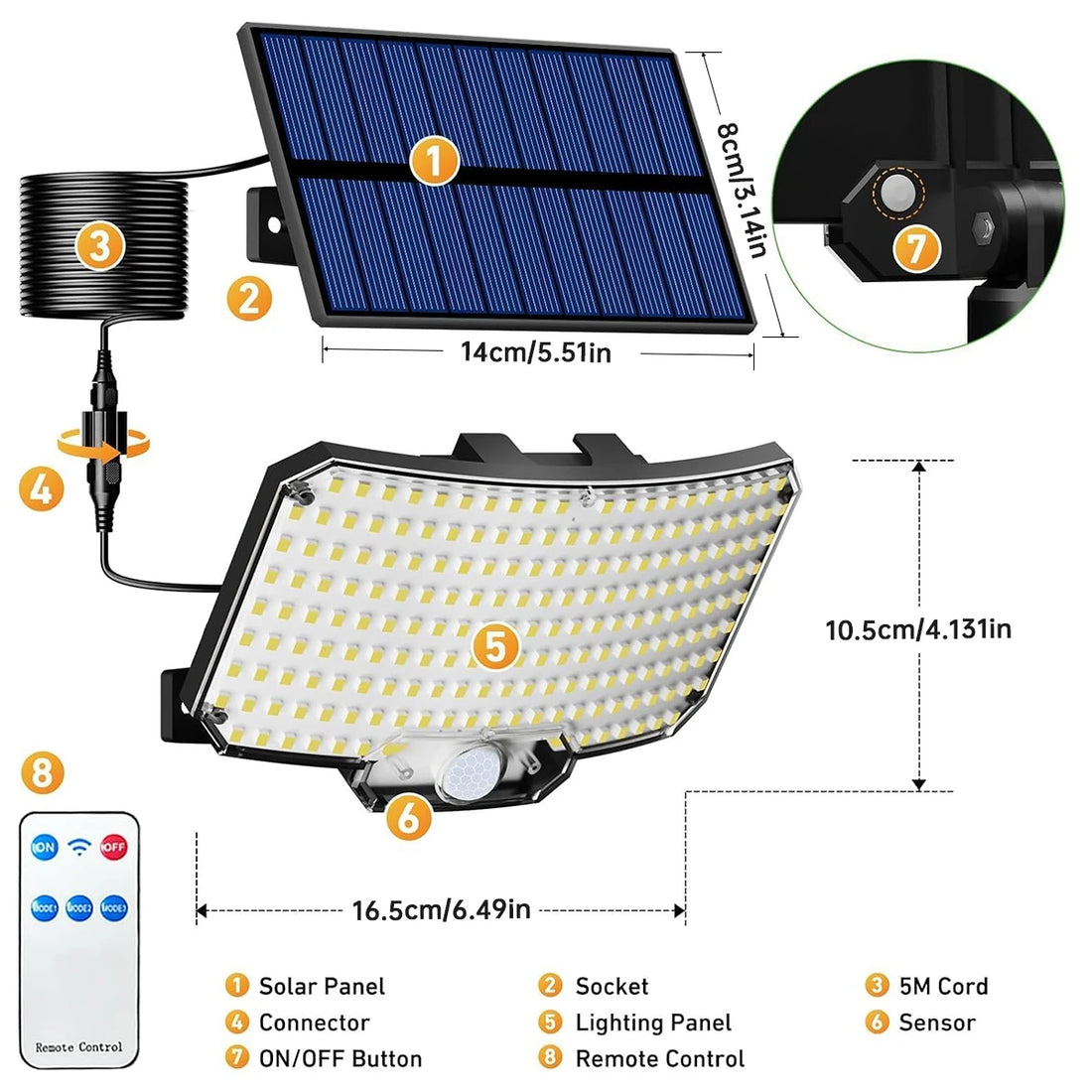 234 LED Solar Outdoor Lights - 3-Mode Motion Sensor Flood Lights with Remote