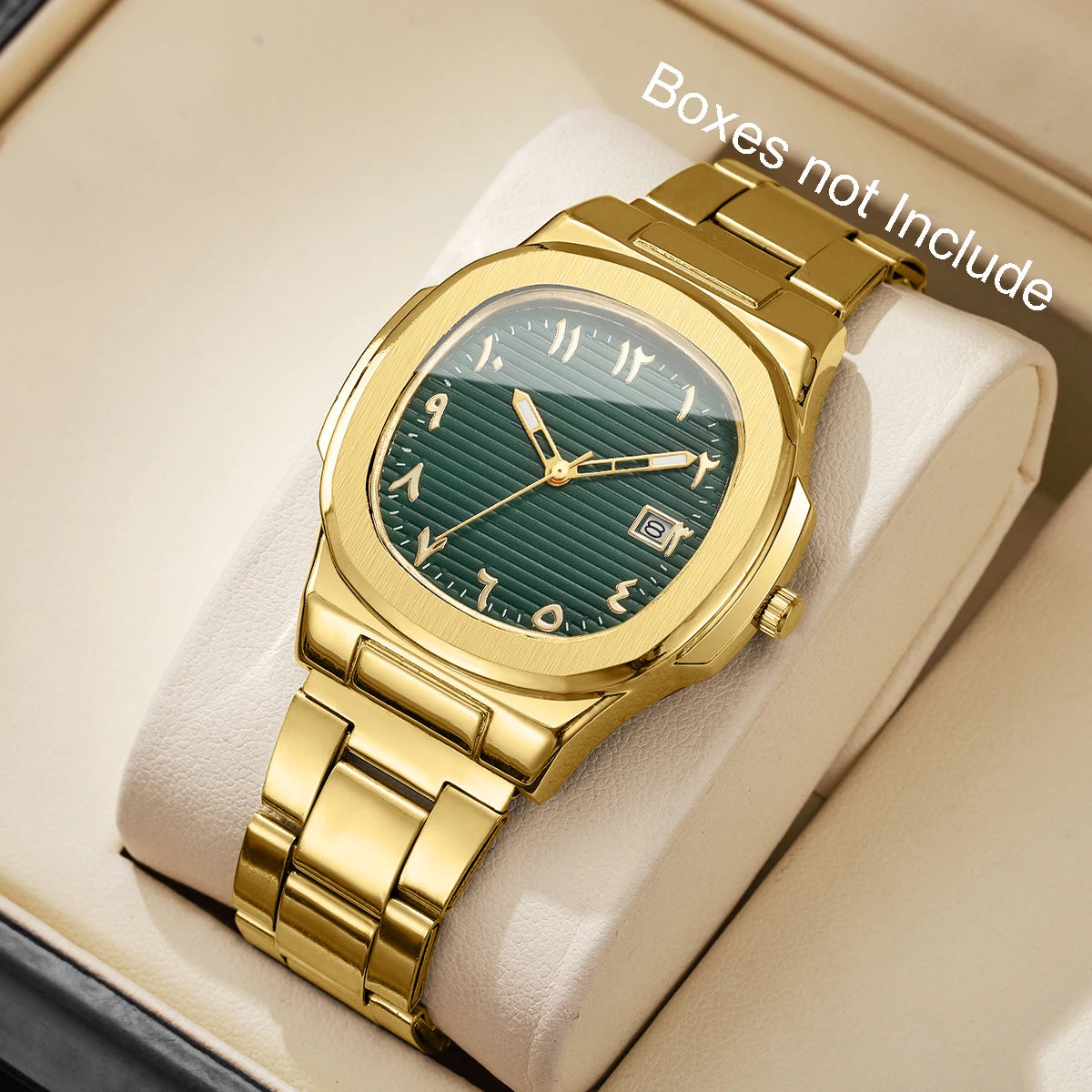 Luxury Men's Square Dial Quartz Watch – Stainless Steel Business Watch with Calendar