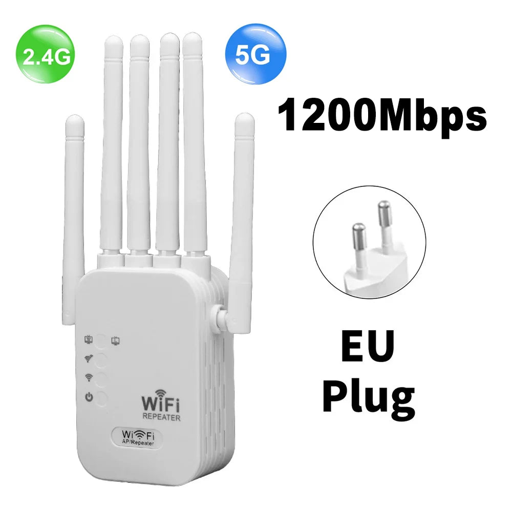 Kebidumei 1200Mbps Dual Band WiFi Extender 2.4G 5G Wireless Signal Booster Repeater